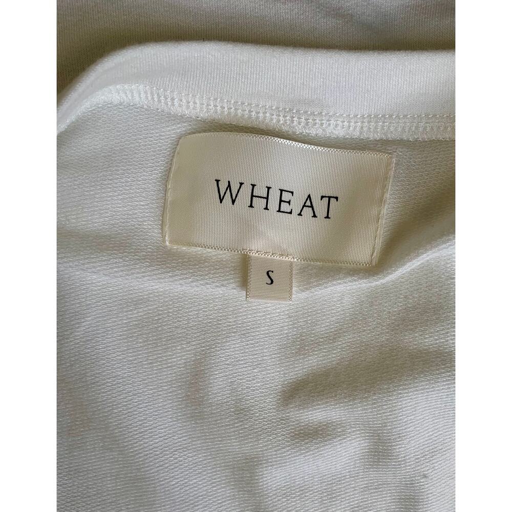 Wheat V-Neck T-Shirt Top in White Small Pullover Tee Knit Boho Retro Y2k 90s 80s - Picture 4 of 5